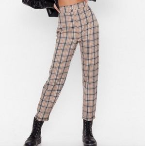 Nasty Gal Plaid Cuffed Pants Size 6